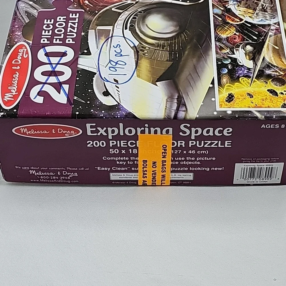 Melissa & Doug Exploring Space 200 Piece Floor Puzzle 4 Feet Long Incomplete Set